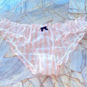 ISO Victoria’s Secret Sexy Little Things Iconic Pink/White Stripe ruffle panties
